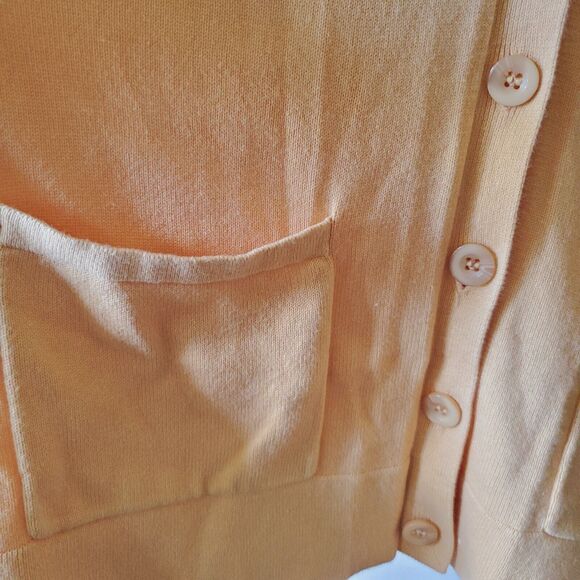 Chadwick's Cardigan Womens Size PM Soft Yellow Retro Button 50s 60s Cotton Sz M - Picture 3 of 8